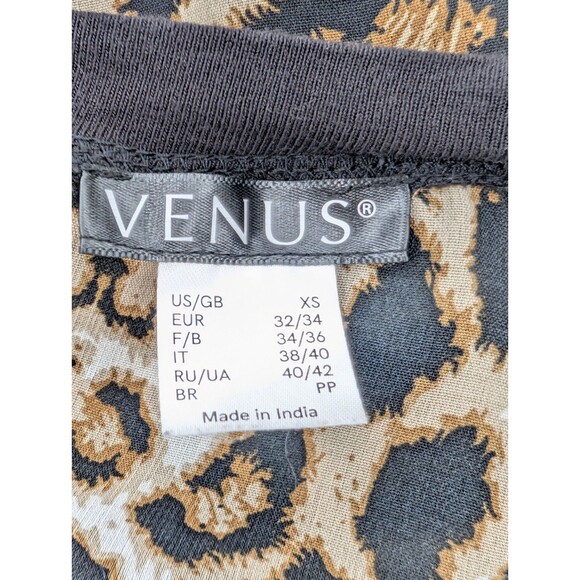 Venus Leopard Black High Low Long Sleeve Top with Front Pocket Size XS - Picture 7 of 7